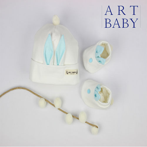 [artbaby] 아트베이비 신생아 모자 덧신 set_토끼분홍