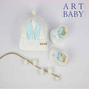 [artbaby] 아트베이비 신생아 모자 덧신 set_토끼소라
