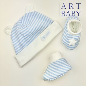 [artbaby] 아트베이비 신생아 모자 덧신 set_스트라이프