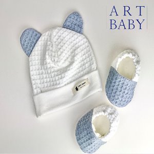 [artbaby] 아트베이비 신생아 모자 덧신 set_와플그레이