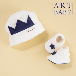 [artbaby] 아트베이비 신생아 모자 덧신 set_투톤네이비